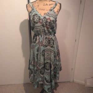 Last Call- Teal Paisley Print Hankerchief Dress